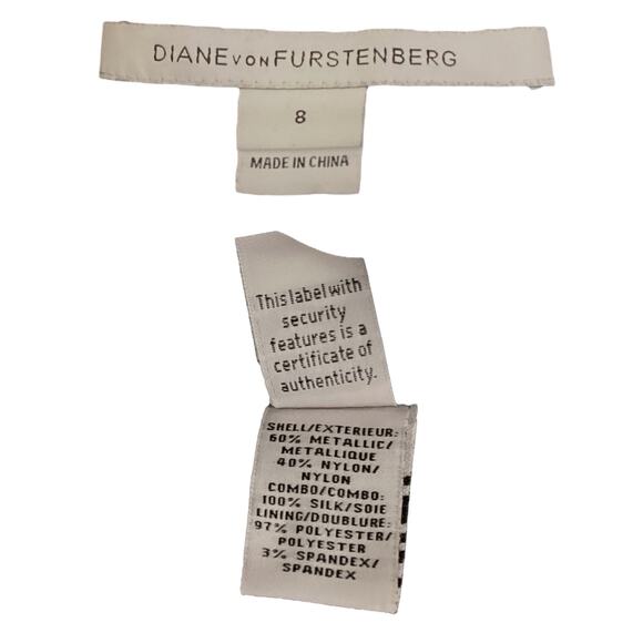 Diane Von Furstenberg Women’s Dress Size 8 Lace Overlay Sleeveless Black & Gold - Picture 4 of 4